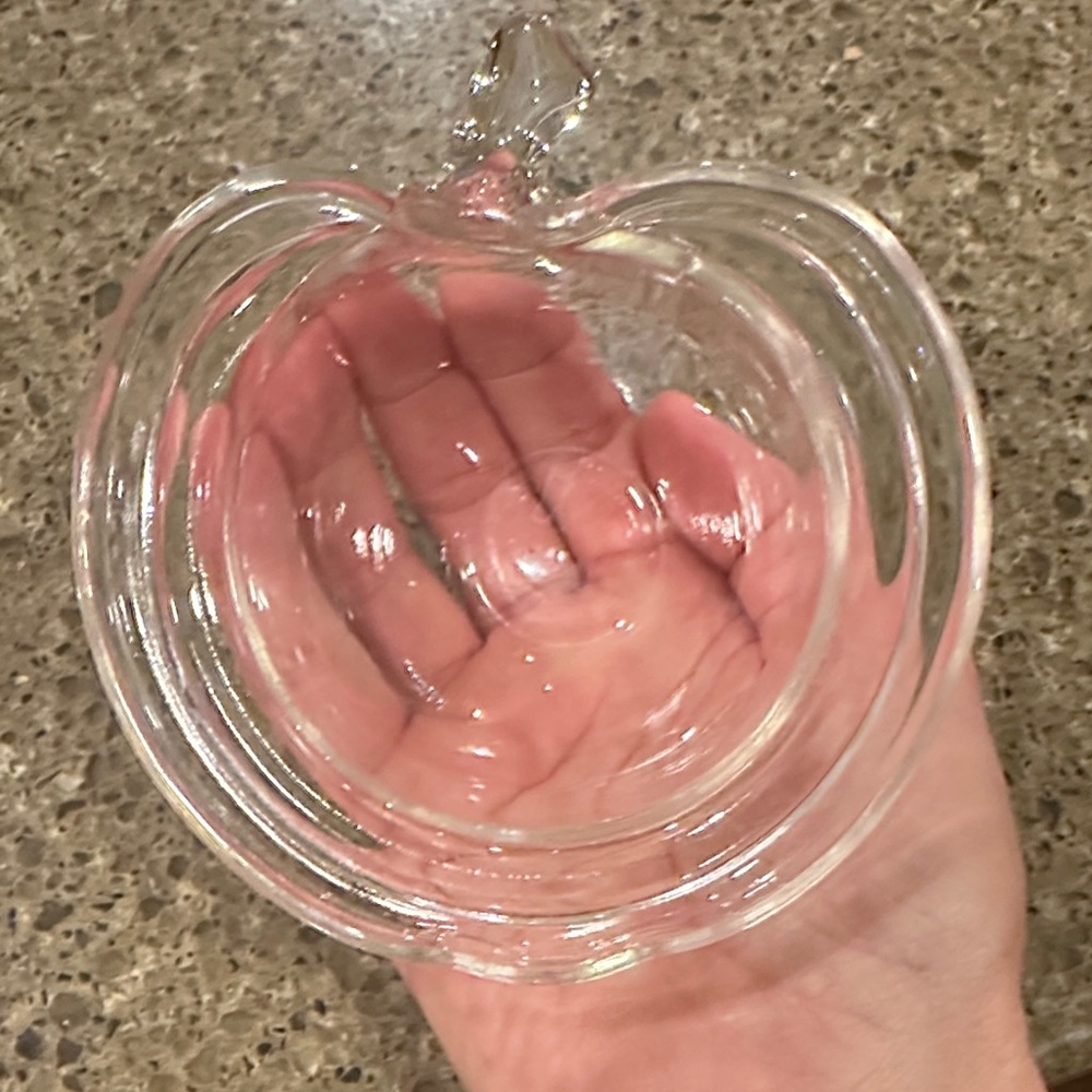 Vintage Clear Glass Apple-Shaped Bowl